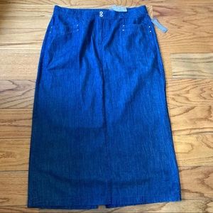 Womens Christopher & Banks Denim Long Denim Blue Jean Skirt Blue Modest Size 12